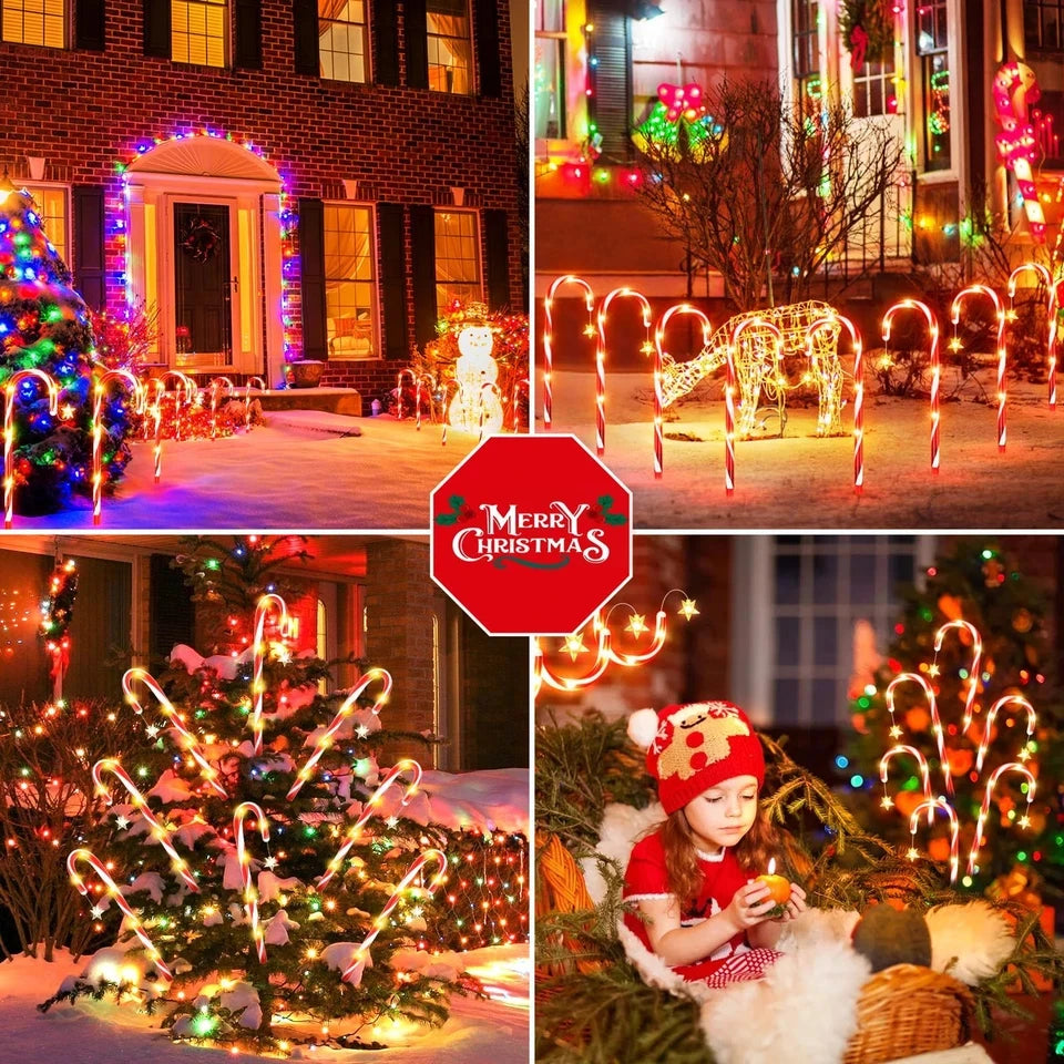 Solar Powered Garden Cane Lights Waterproof Outdoor Decorative Figure Lights