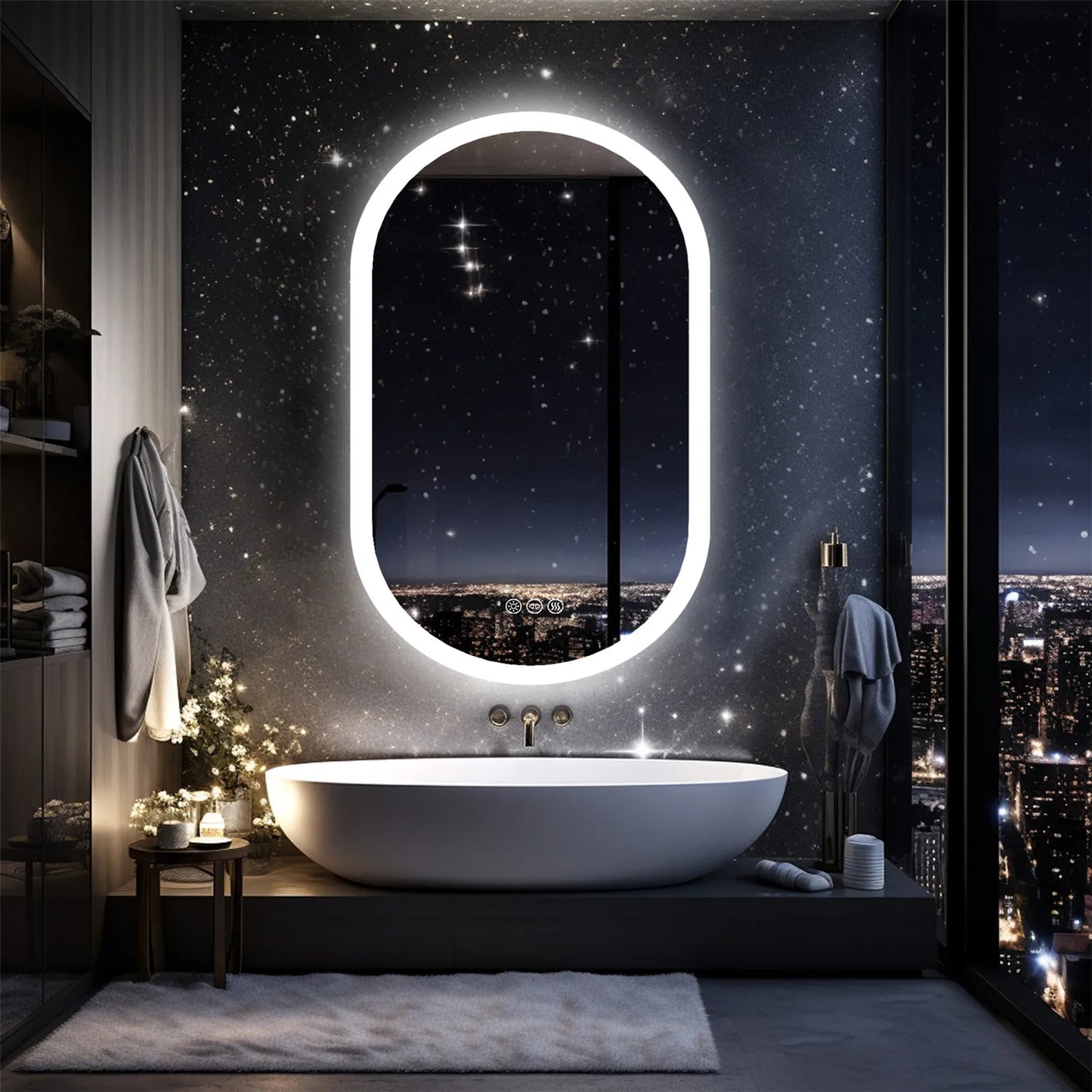 Wisfor Backlit LED Oval Bathroom Mirror Dimmable 3 Color Temperatures