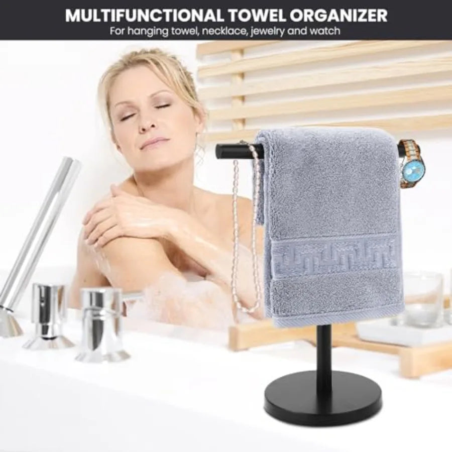T Shape Stainless Steel Bath Towel Holder Stand Matte Finish
