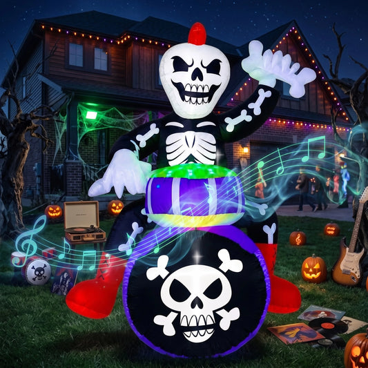Joyfy Skeleton Drummer Inflatable Halloween Decoration