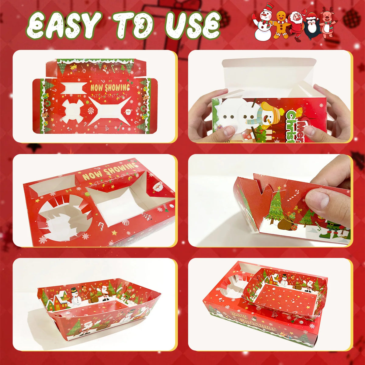 Premium Christmas Paper Snack Trays For Holiday Party Decor