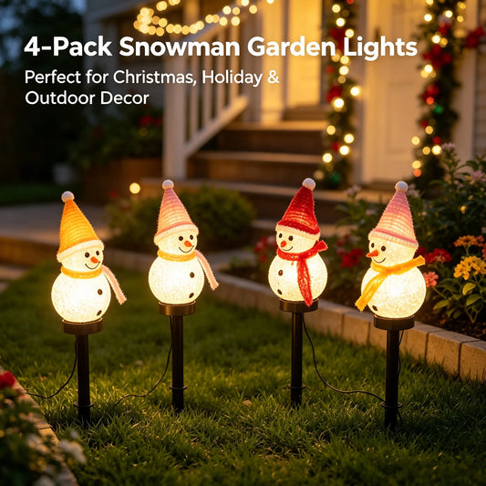 Solar Snowman Stake Lights for Christmas Decor