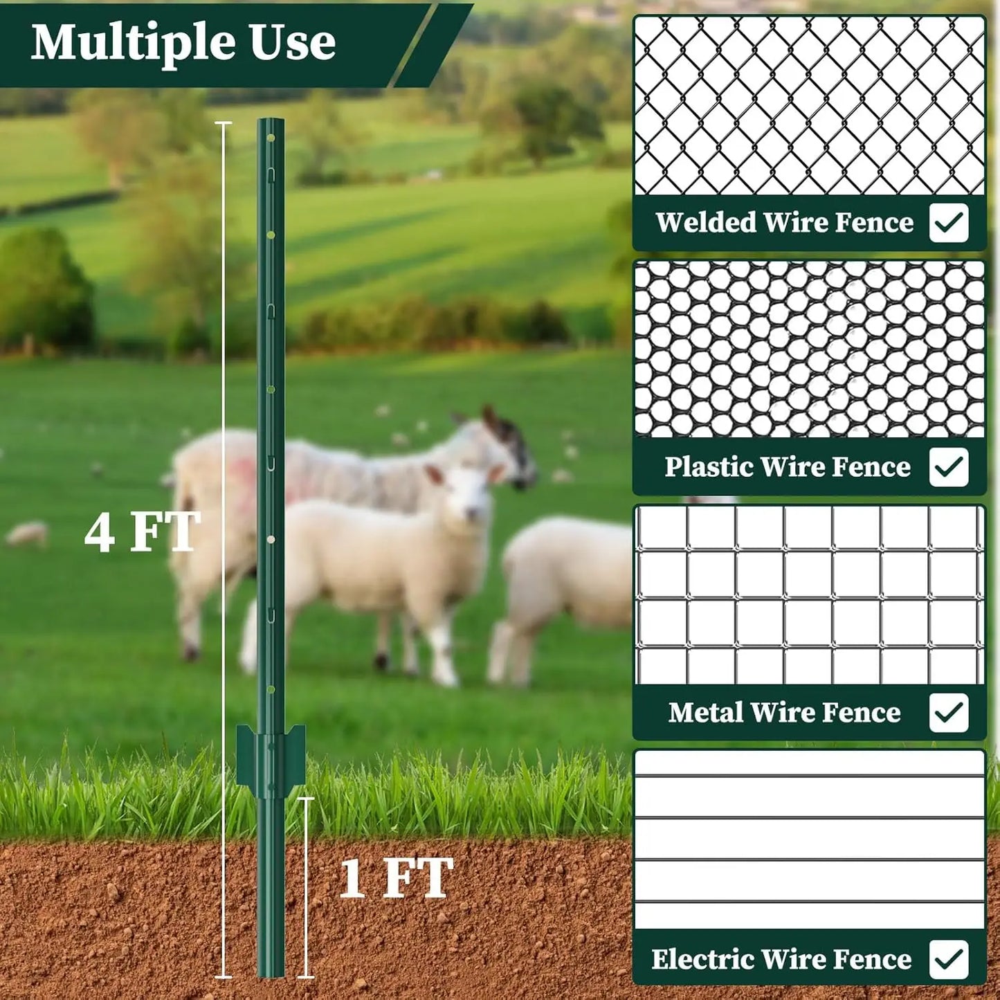 Heavy Duty Metal UPost Fence Stakes For Wire Fencing Anchors