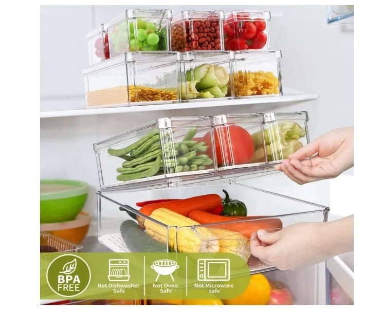 Stackable Refrigerator Organizer Bins 10 Pack Clear Fridge Storage Containers