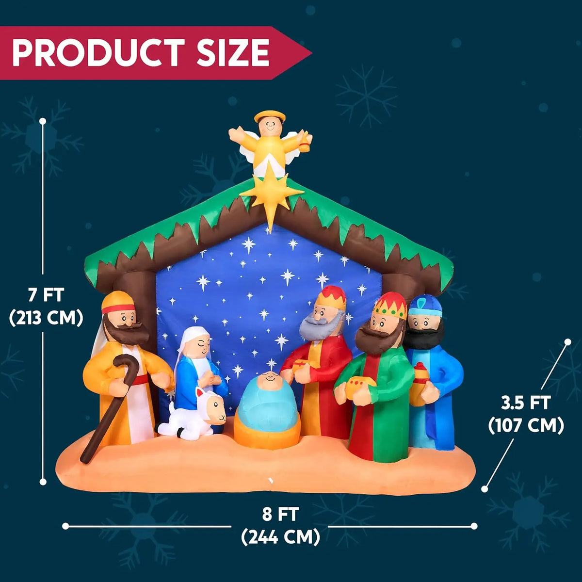 Joyfy Christmas Inflatable Nativity Scene With LED Yard Decor